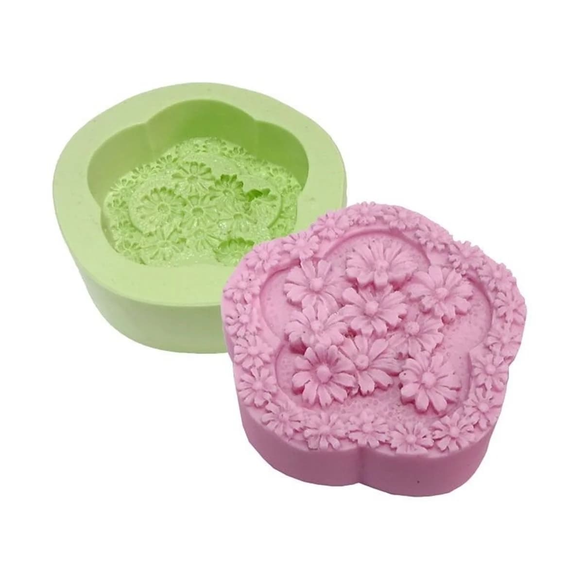 Molde de Silicone para Velas e Sabonetes Flores Com Moldura De Flores