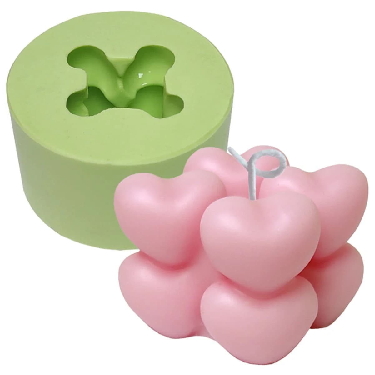 Molde de Silicone para Velas e Sabonetes Cubo Coração Mini
