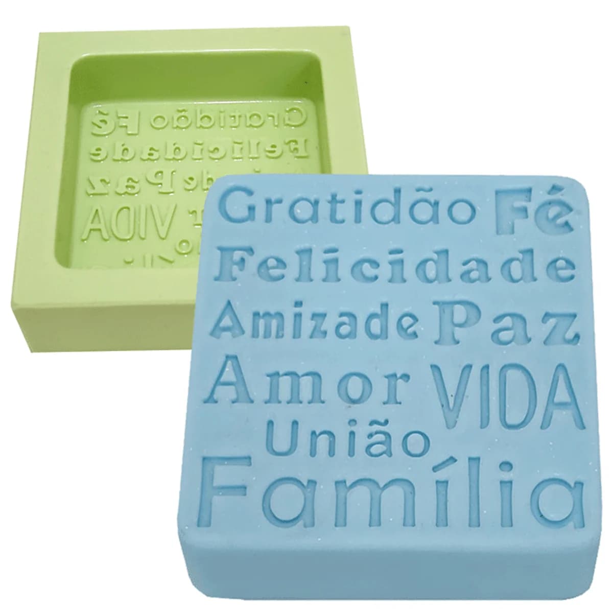 Molde de Silicone para Velas e Sabonetes Quadrado Gratidão