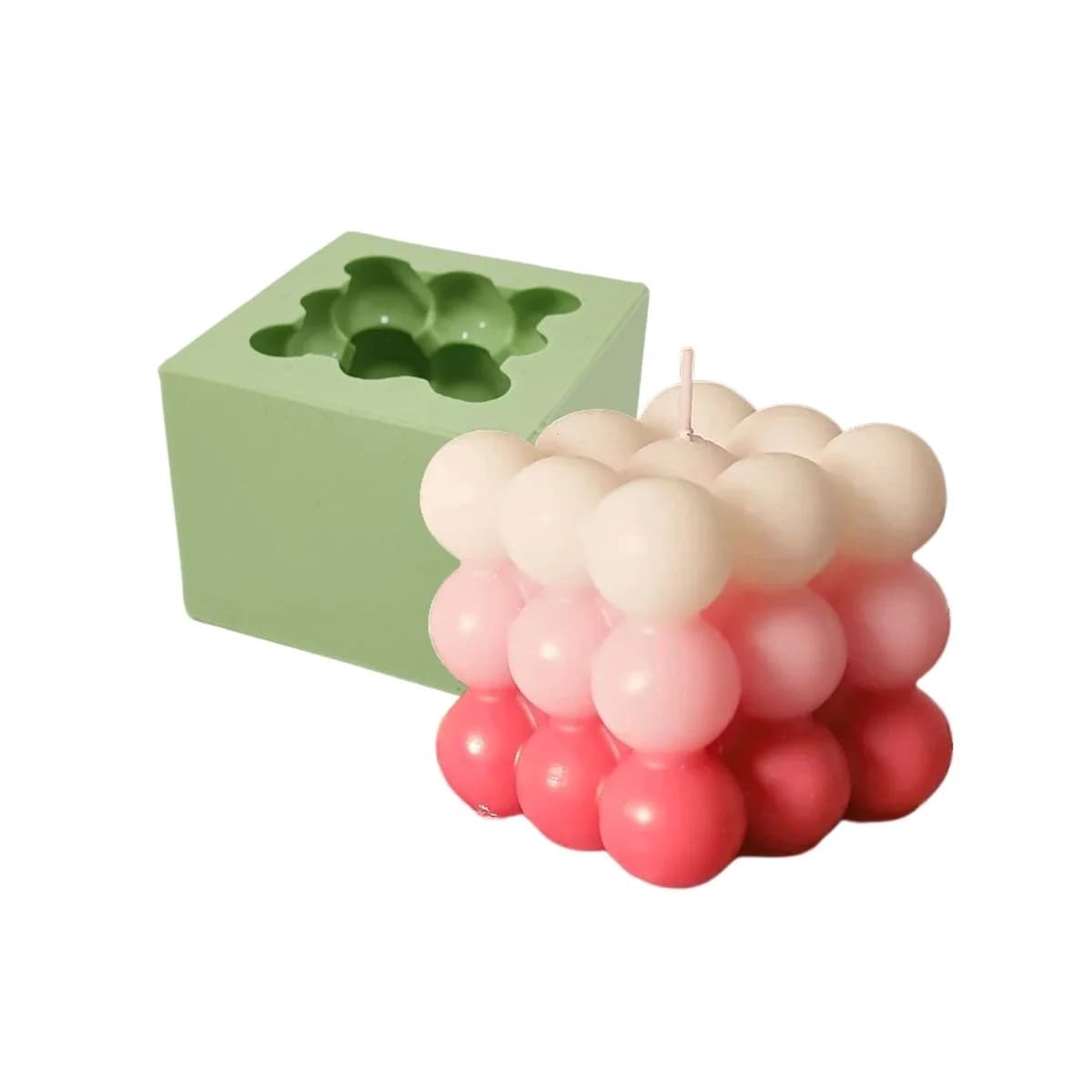 Molde de Silicone para Velas e Sabonetes Cubo Bolinhas Grande