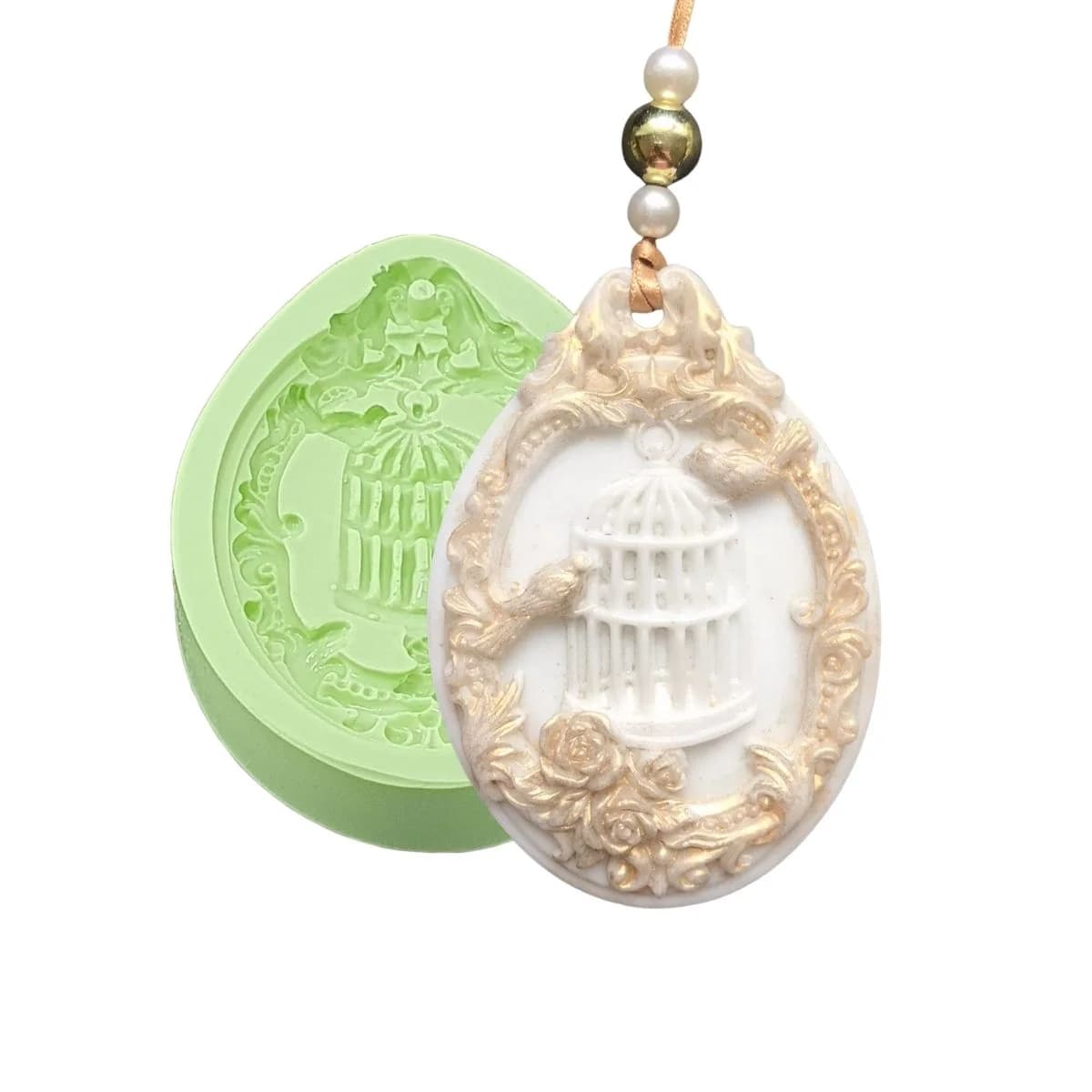 Molde de Silicone para Velas e Sabonetes Aromatizador Gaiola e Pássaros