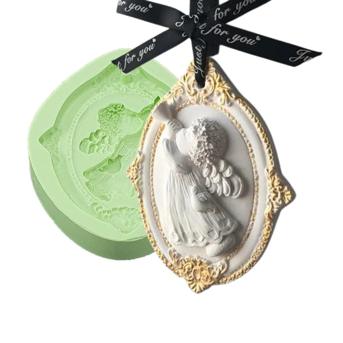 Molde de Silicone para Velas e Sabonetes Aromatizador Anjo Trombeta
