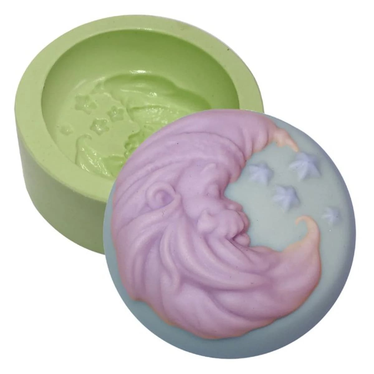 Molde de Silicone para Velas e Sabonetes Redondo Noel Lua