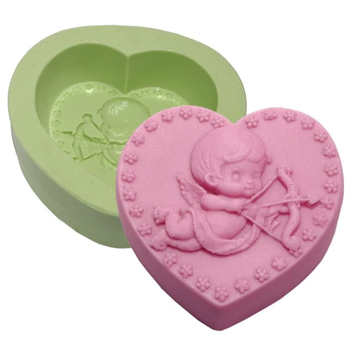 Molde de Silicone para Velas e Sabonetes Coração Cupido