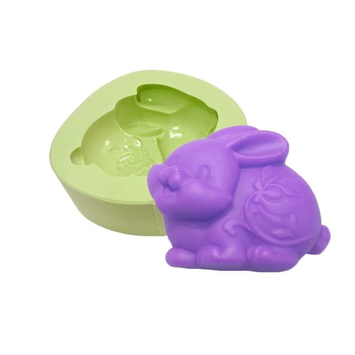 Molde de Silicone para Velas e Sabonetes Coelhinho com Flor