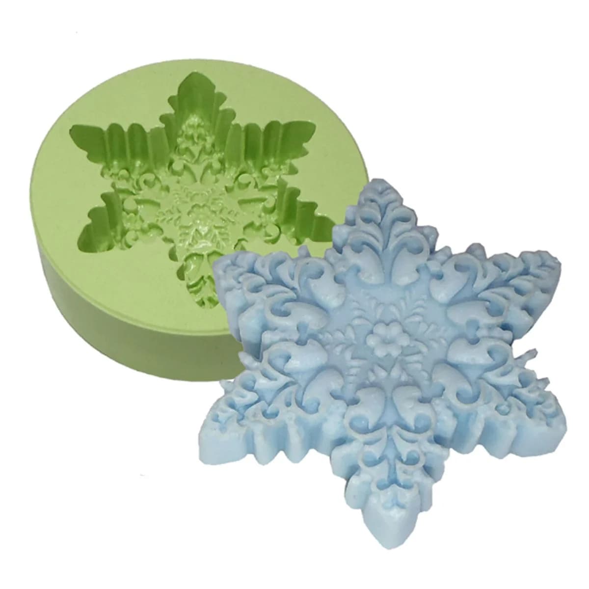 Molde de Silicone para Velas e Sabonetes Floco de Neve Florido