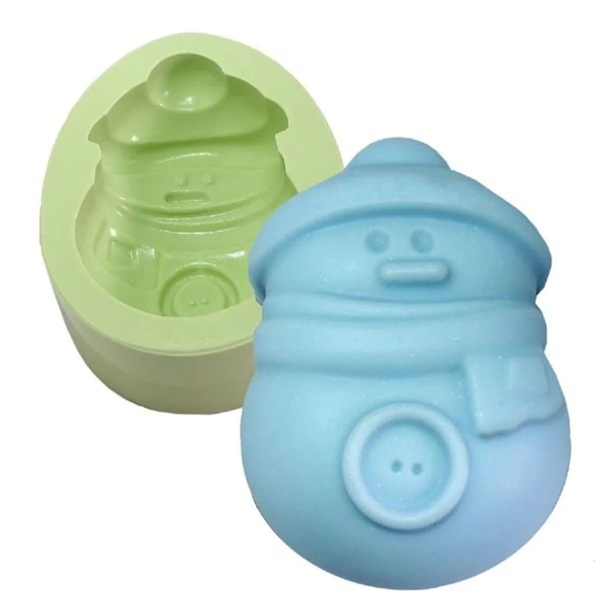 Molde de Silicone para Velas e Sabonetes Boneco de Neve com Botão