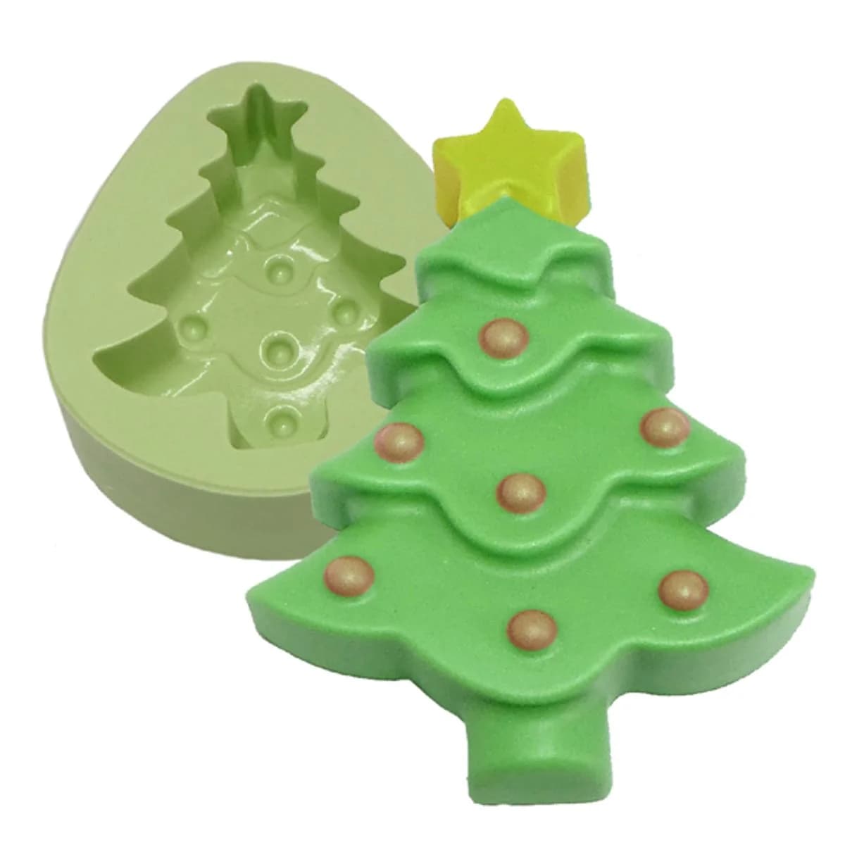Molde de Silicone para Velas e Sabonetes Árvore de Natal Deitada