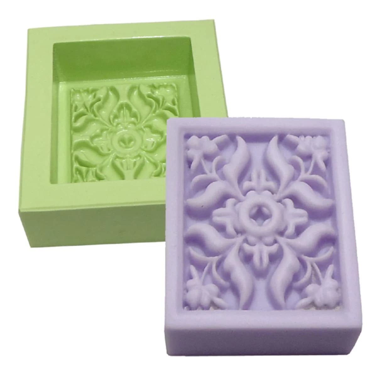 Molde de Silicone para Velas e Sabonetes Retangular Flores