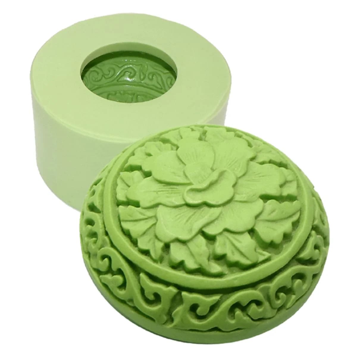 Molde de Silicone para Velas e Sabonetes Redondo Bojudo com Flor