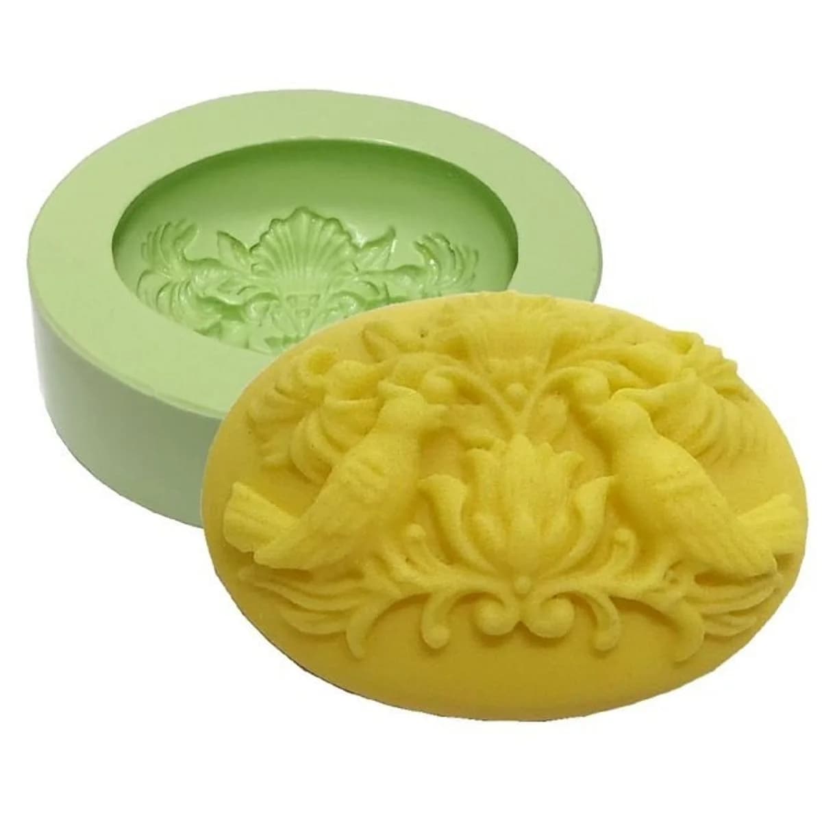 Molde de Silicone para Velas e Sabonetes Oval Pássaros