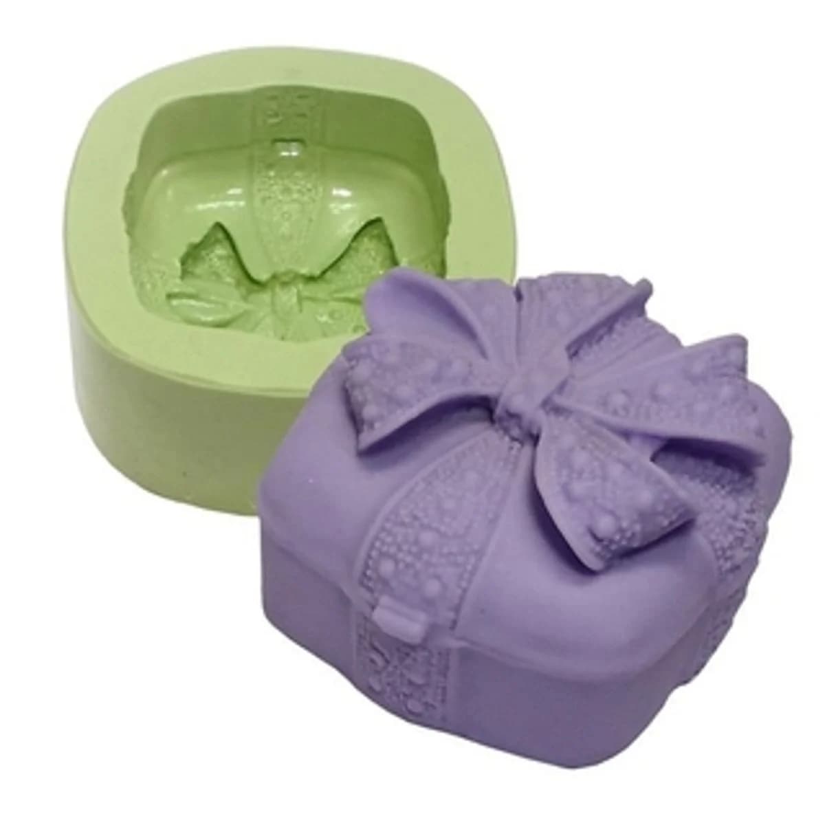 Molde de Silicone para Velas e Sabonetes Caixa com Laço