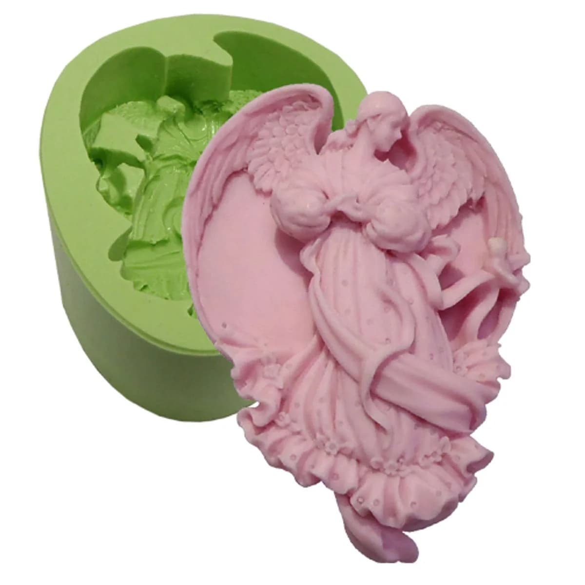 Molde de Silicone para Velas e Sabonetes Anjo com Vestido