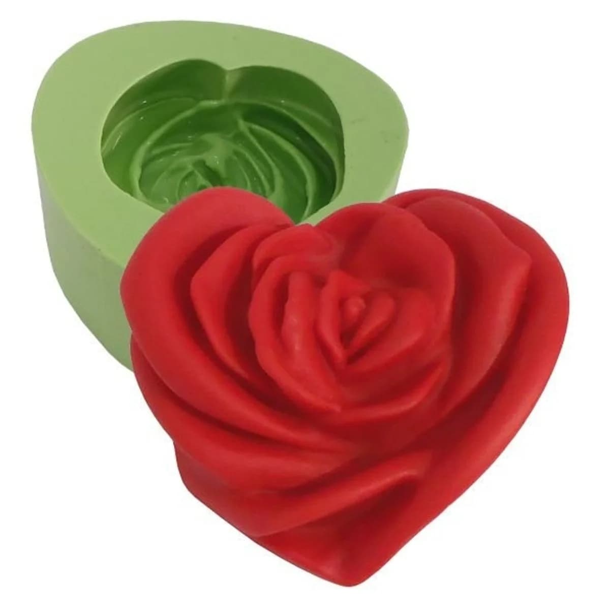 Molde de Silicone para Velas e Sabonetes Rosa Coração