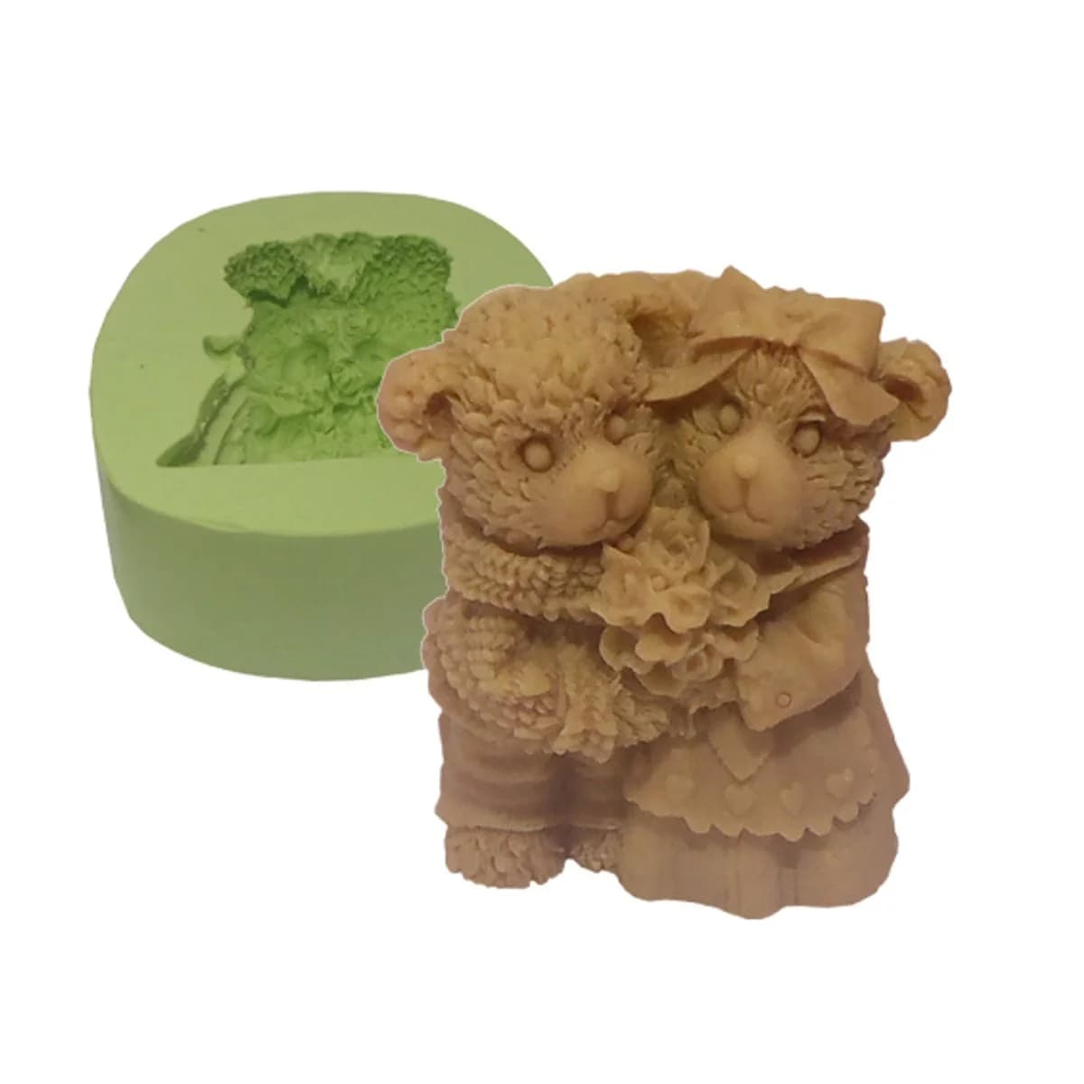 Molde de Silicone para Velas e Sabonetes Casal Ursinhos