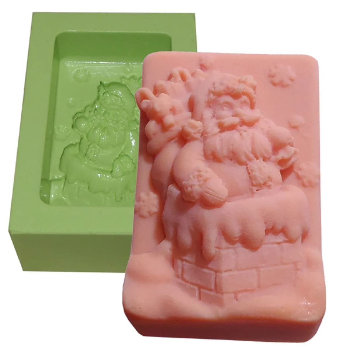 Molde de Silicone para Velas e Sabonetes Retangular Noel na Chaminé