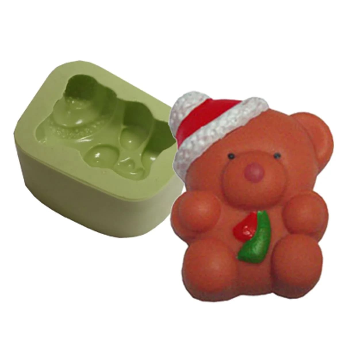 Molde de Silicone para Velas e Sabonetes Ursinho com Gorro