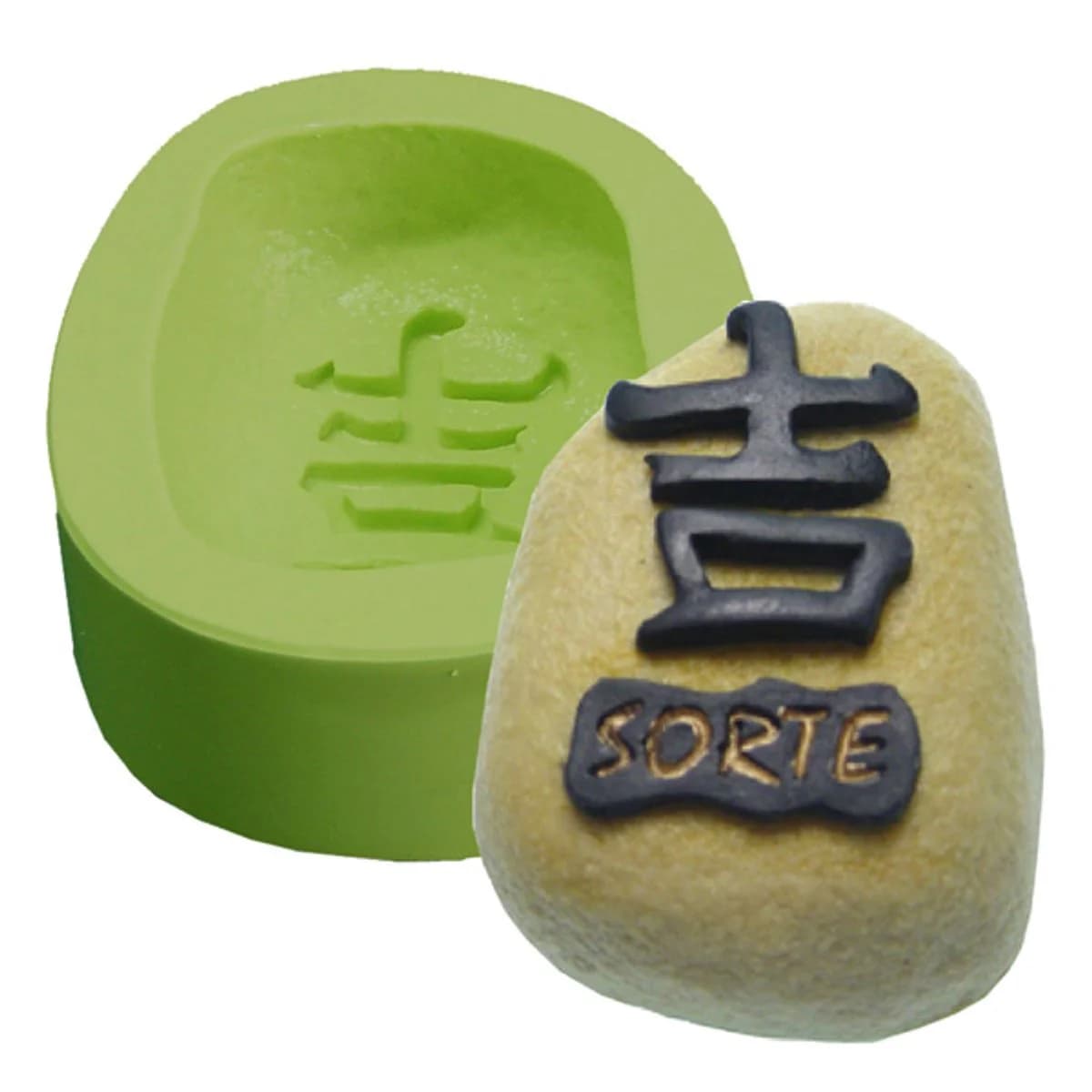 Molde de Silicone para Velas e Sabonetes Pedra Sorte Kanji