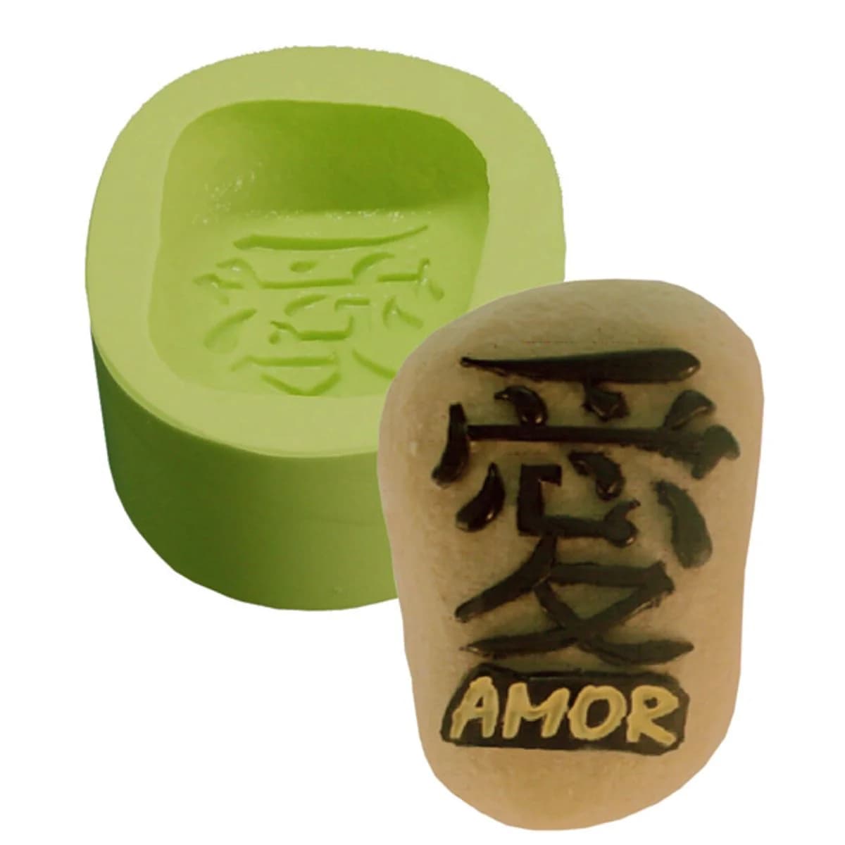 Molde de Silicone para Velas e Sabonetes Pedra Amor Kanji