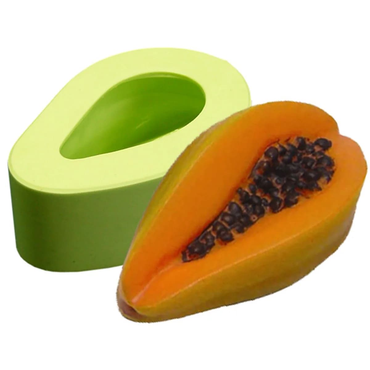 Molde de Silicone para Velas e Sabonetes Mamão Cortado Mini