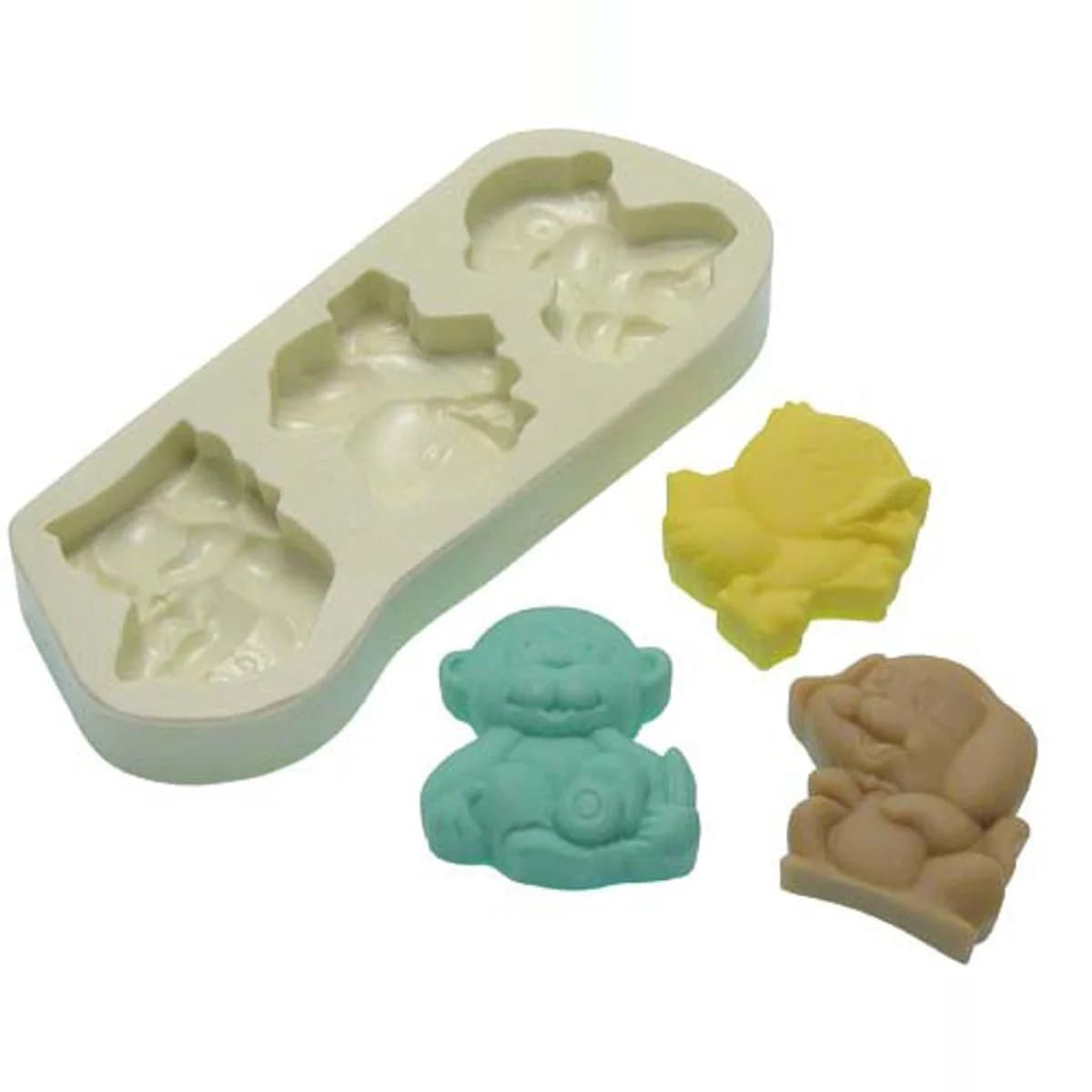 Molde de Silicone para Velas e Sabonetes Macaco/ Pato/ Cão