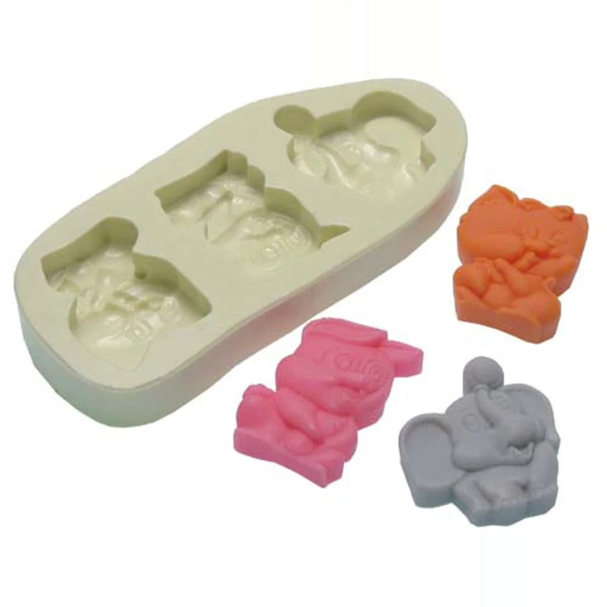 Molde de Silicone para Velas e Sabonetes Gato/ Elefante/ Coelho