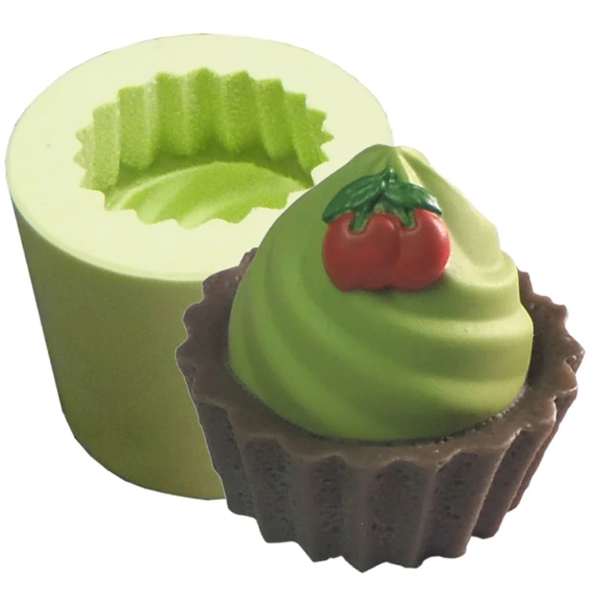 Molde de Silicone para Velas e Sabonetes Cupcake Cerejas