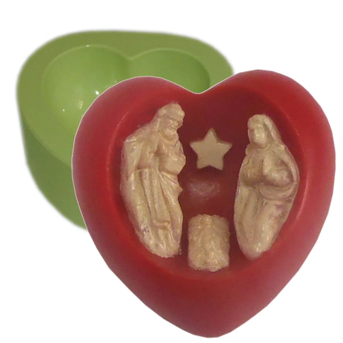 Molde de Silicone para Velas e Sabonetes Coração Presépio Pequeno