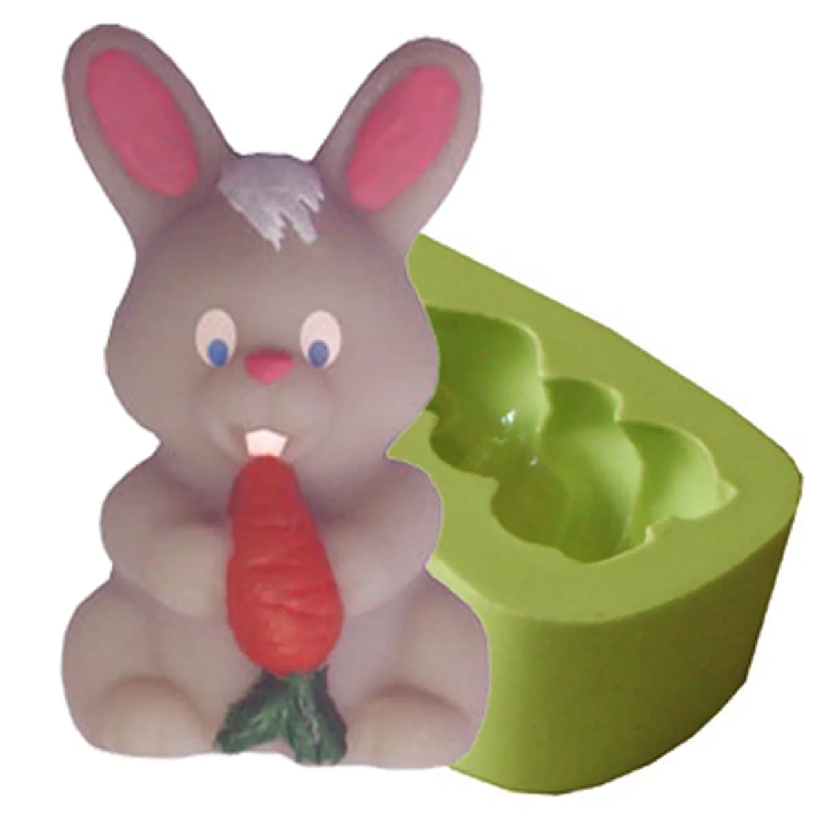 Molde de Silicone para Velas e Sabonetes Coelho com Cenoura
