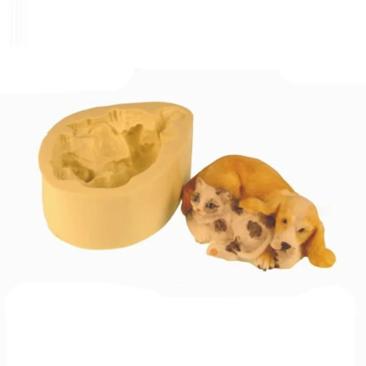 Molde de Silicone para Velas e Sabonetes Cão com Gato