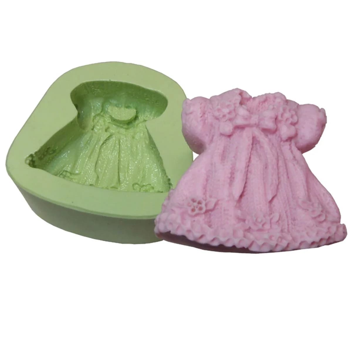 Molde de Silicone para Velas e Sabonetes Vestidinho Infantil