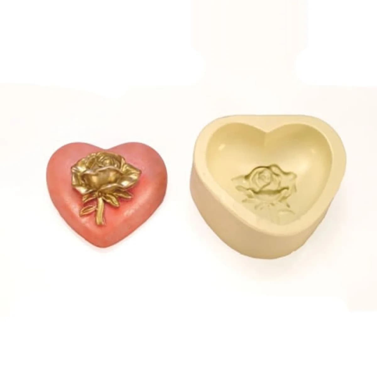 Molde de Silicone para Velas e Sabonetes Coração com Flor