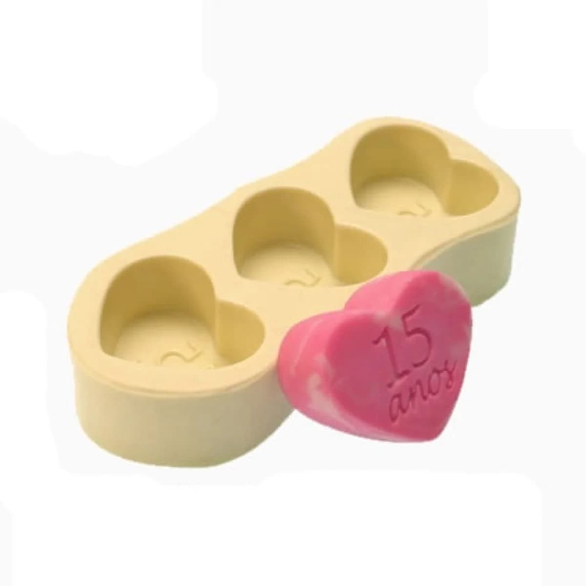 Molde de Silicone para Velas e Sabonetes Coração 15 Anos
