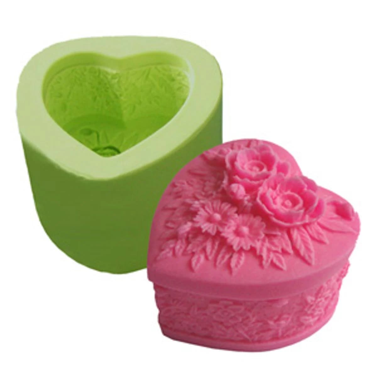 Molde de Silicone para Velas e Sabonetes Coração Porta Jóia