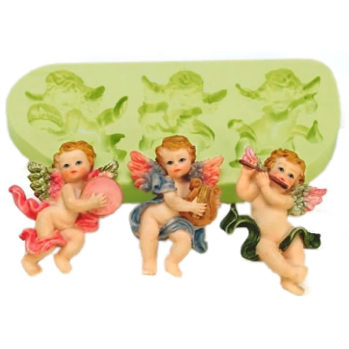 Molde de Silicone para Velas e Sabonetes Anjos 3 cavidades