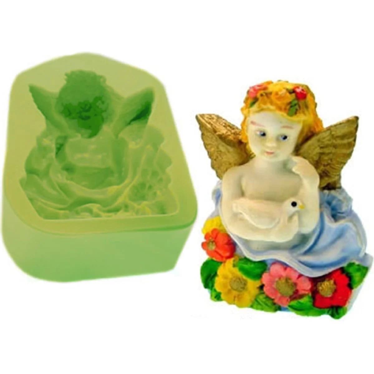 Molde de Silicone para Velas e Sabonetes Anjinho com Pomba